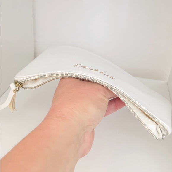 “Stay Fancy” Faux Leather w Tassel Zipper Pouch Bag • NEW Makeup Bag Pencil Case - Picture 6 of 6